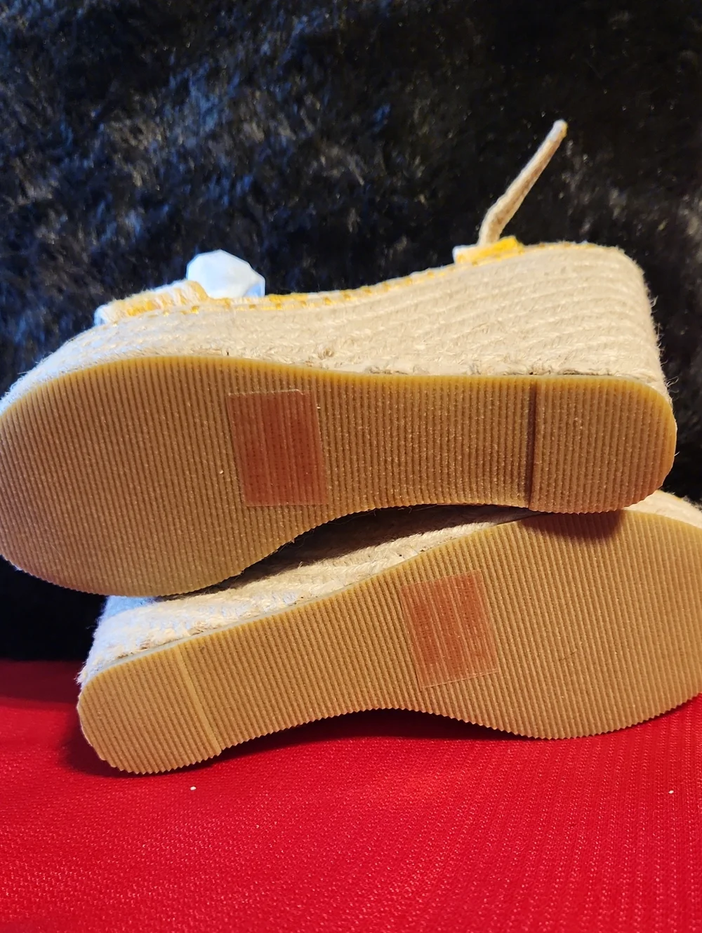 Yellow Striped Women's Platform Wedge Sandals